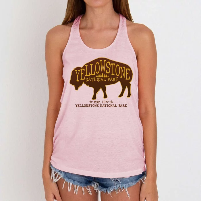 Yellowstone National Park EST 1872 Buffalo Logo Women's Knotted Racerback Tank