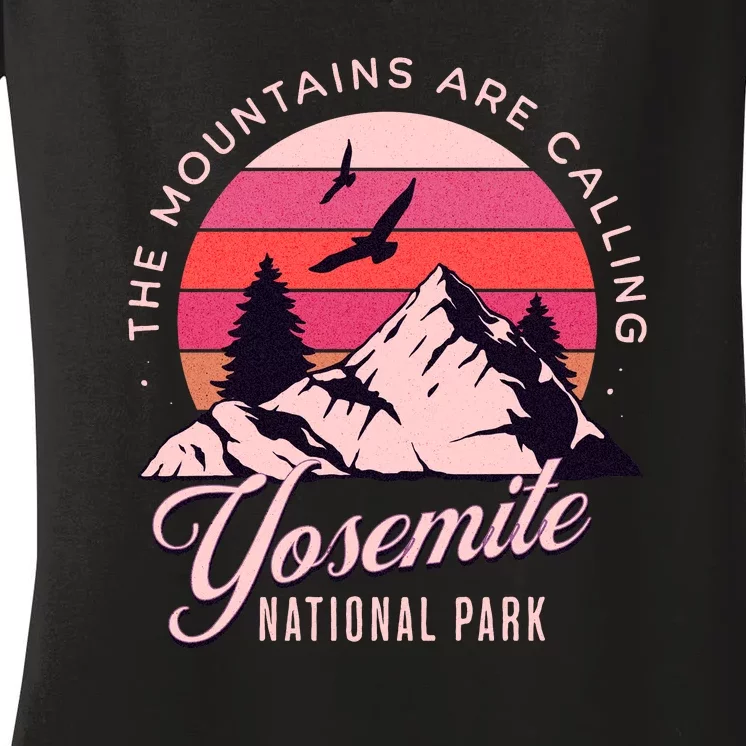 Yosemite National Park Camping Hiking Family Vacation Women's V-Neck T-Shirt