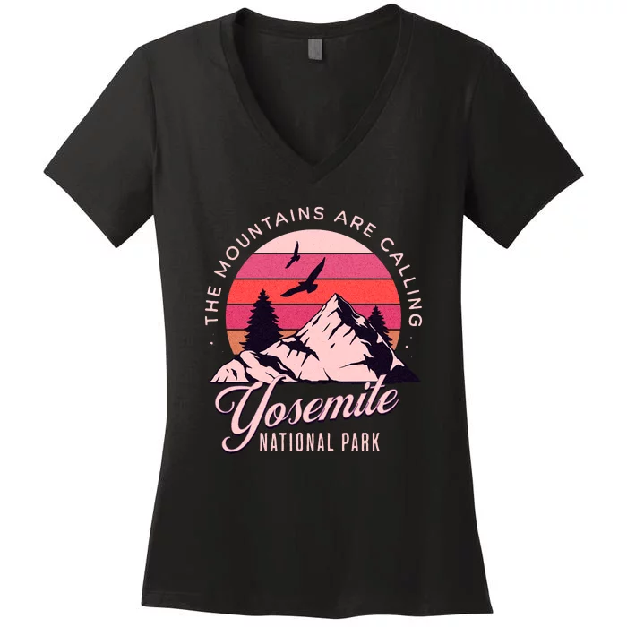 Yosemite National Park Camping Hiking Family Vacation Women's V-Neck T-Shirt