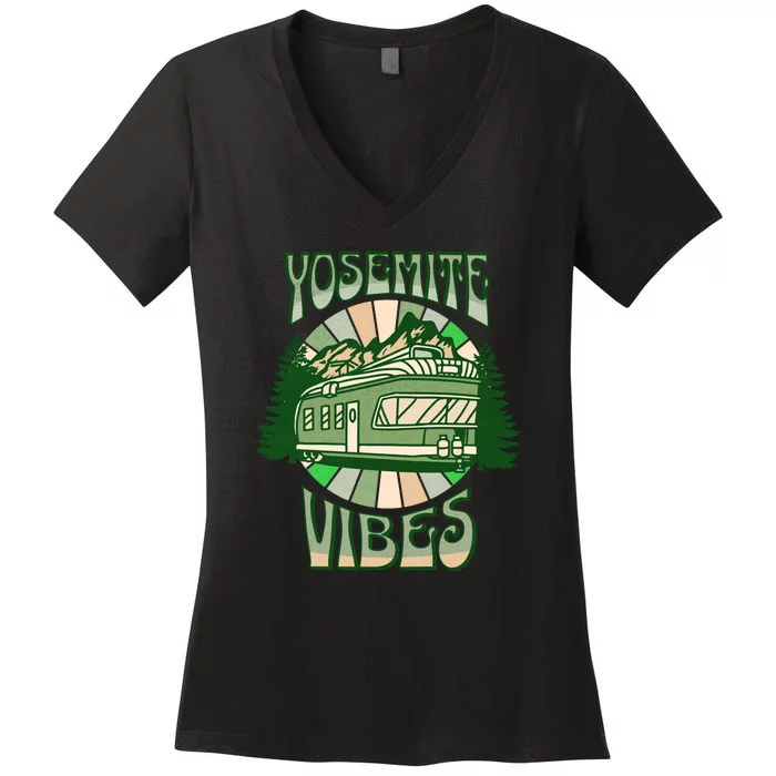 Yosemite National Park Camping Hiking Family Vacation Women's V-Neck T-Shirt