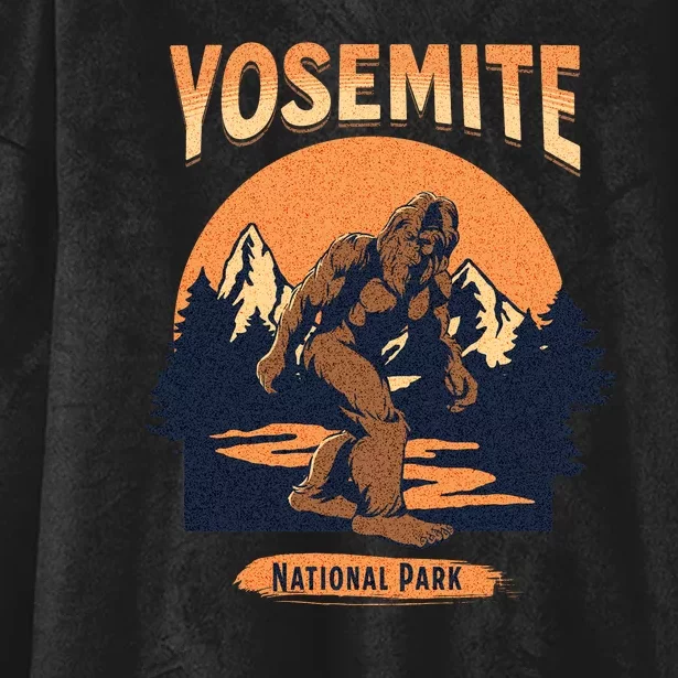 Yosemite National Park Bigfoot Camping Hiking Family Vacation Hooded Wearable Blanket