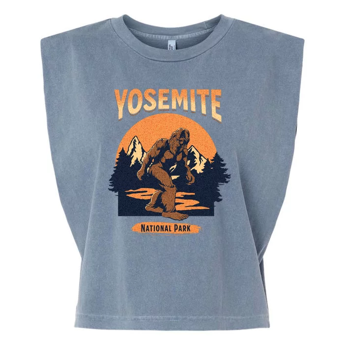 Yosemite National Park Bigfoot Camping Hiking Family Vacation Garment-Dyed Women's Muscle Tee