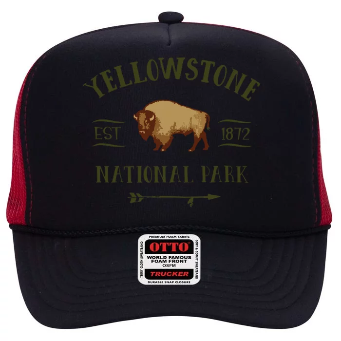 YELLOWSTONE NATIONAL PARK Bison Buffalo Men Women Souvenir High Crown Mesh Trucker Hat