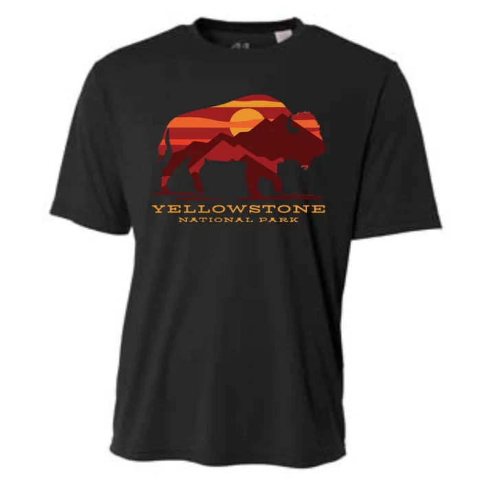 Yellowstone National Park Wyoming Buffalo Bison Sunset Cooling Performance Crew T-Shirt