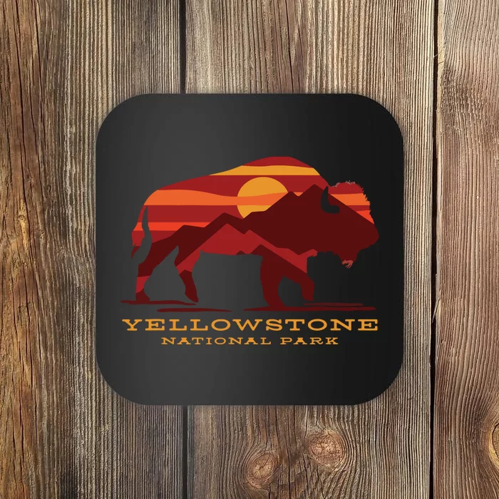 Yellowstone National Park Wyoming Buffalo Bison Sunset Coaster