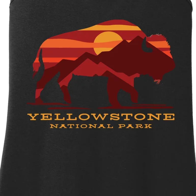 Yellowstone National Park Wyoming Buffalo Bison Sunset Ladies Essential Tank