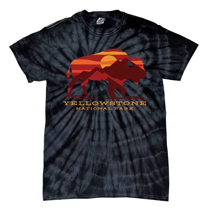 Yellowstone National Park Wyoming Buffalo Bison Sunset Tie-Dye T-Shirt