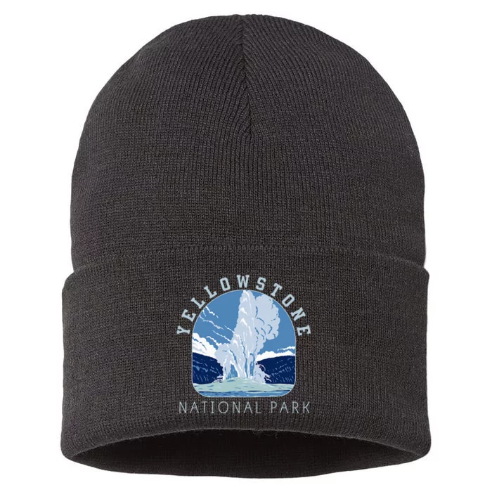 Yellowstone National Park Retro Vintage Old Faithful Sustainable Knit Beanie