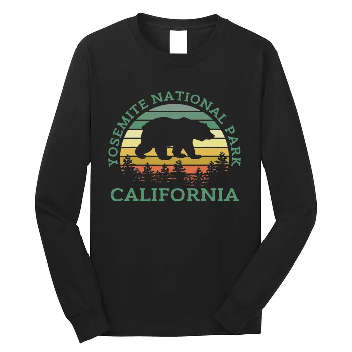 Yosemite National Park California Bear Nature Outdoors Retro Long Sleeve Shirt