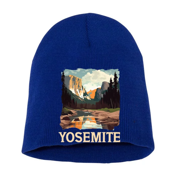 Yosemite National Park Adventure Hiking Nature Design Short Acrylic Beanie