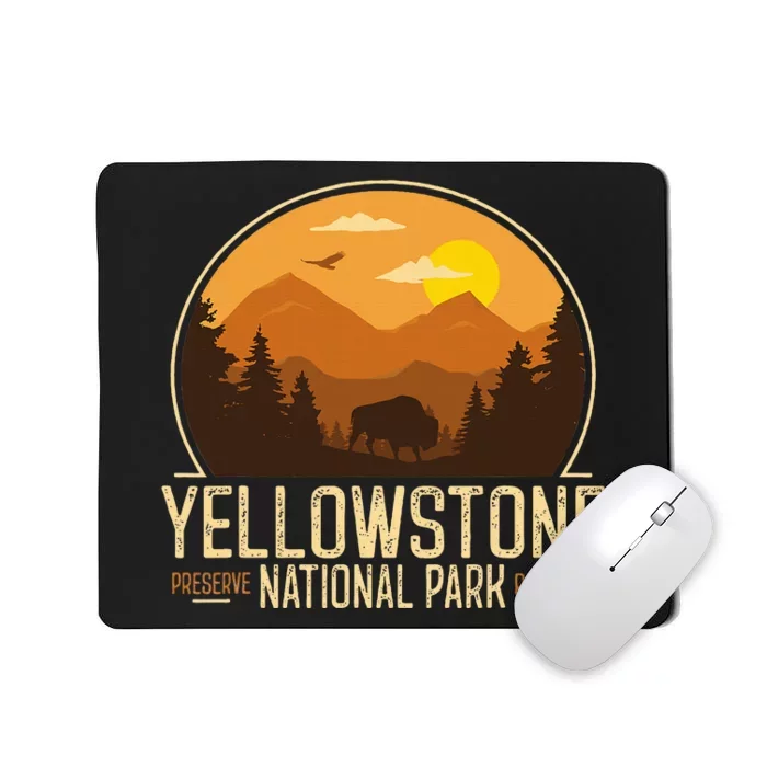 Yellowstone National Park Adventure Retro Hiking Mousepad