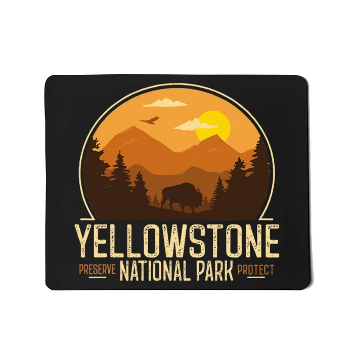 Yellowstone National Park Adventure Retro Hiking Mousepad