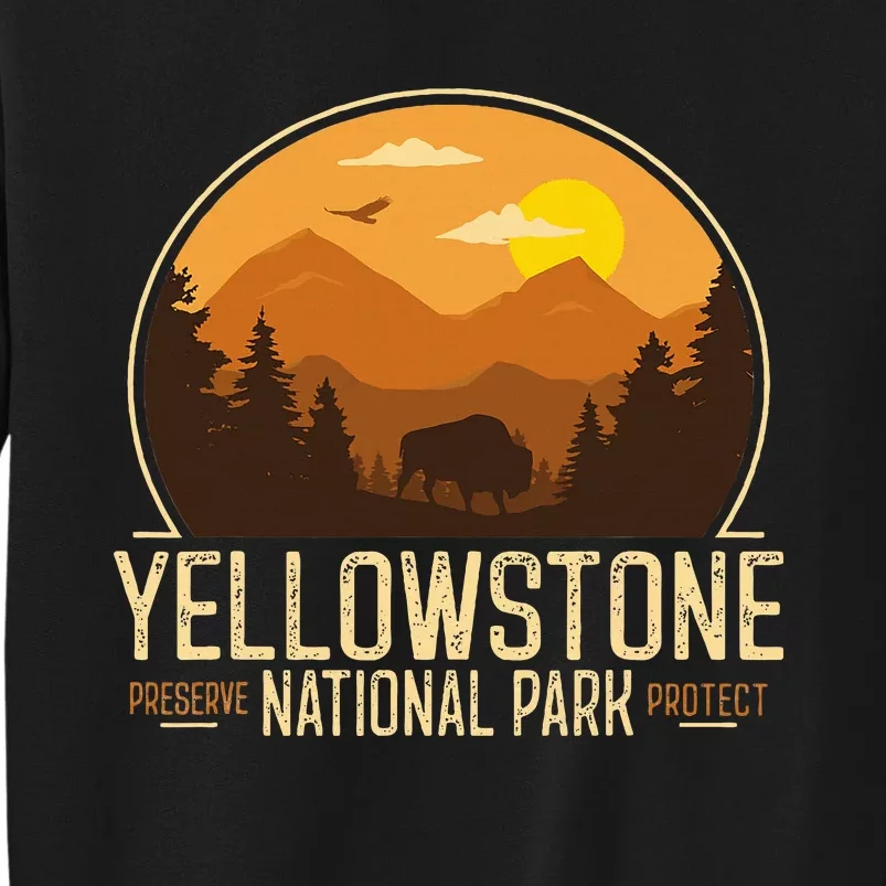 Yellowstone National Park Adventure Retro Hiking Tall Sweatshirt