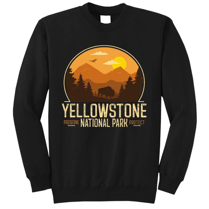 Yellowstone National Park Adventure Retro Hiking Tall Sweatshirt