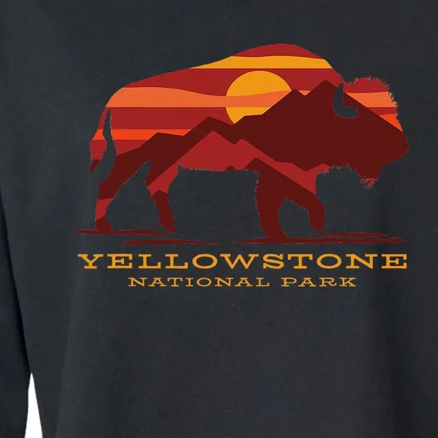 Yellowstone National Park Wyoming Buffalo Bison Sunset Cropped Pullover Crew