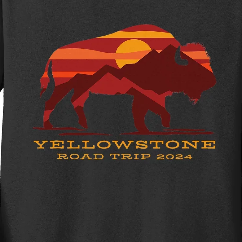 Yellowstone National Park Family Road Trip 2024 Matching Kids Long Sleeve Shirt