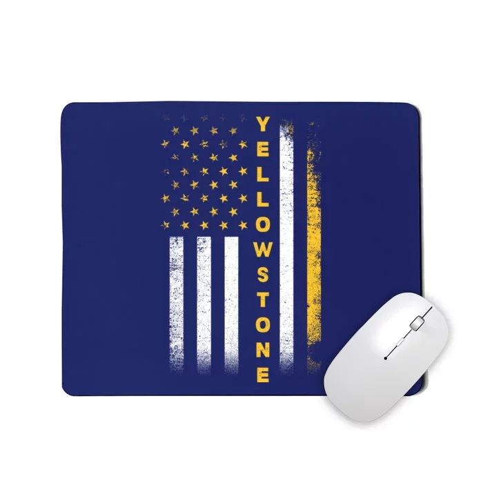 Yellowstone National Park Vintage American Flag Mousepad