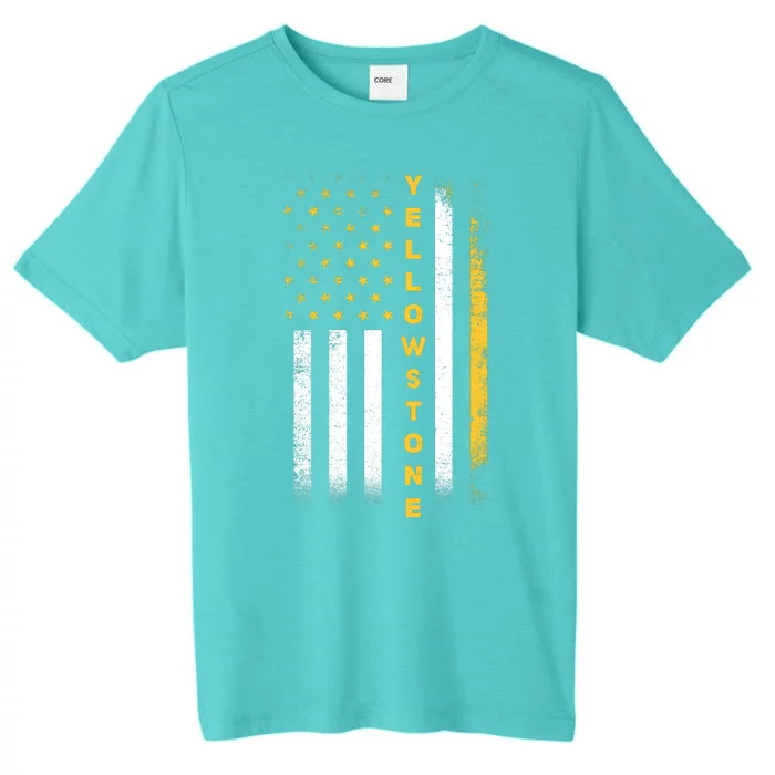 Yellowstone National Park Vintage American Flag ChromaSoft Performance T-Shirt