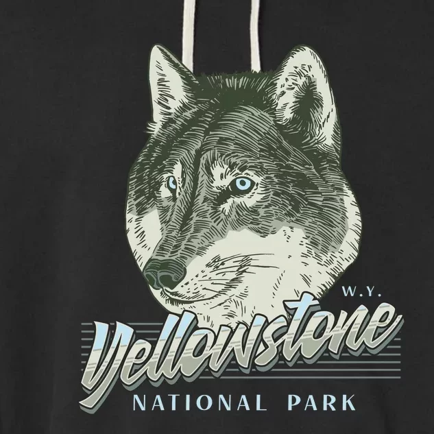 Yellowstone National Park Wolf Logo Garment-Dyed Fleece Hoodie