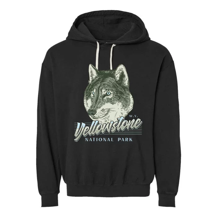 Yellowstone National Park Wolf Logo Garment-Dyed Fleece Hoodie