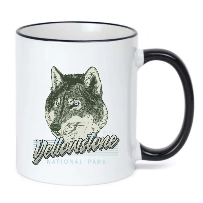 Yellowstone National Park Wolf Logo Black Color Changing Mug