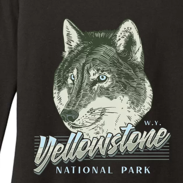 Yellowstone National Park Wolf Logo Womens CVC Long Sleeve Shirt