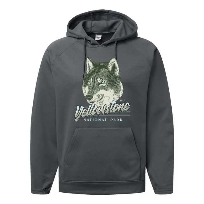 Yellowstone National Park Wolf Logo Performance Fleece Hoodie