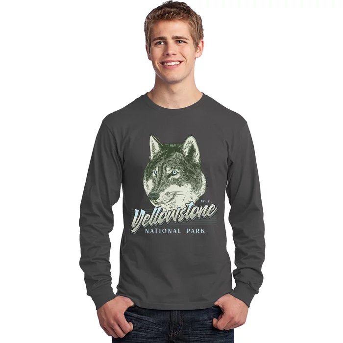 Yellowstone National Park Wolf Logo Long Sleeve Shirt