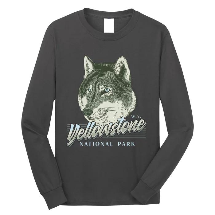 Yellowstone National Park Wolf Logo Long Sleeve Shirt