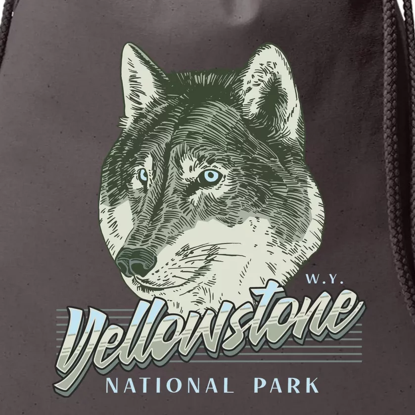 Yellowstone National Park Wolf Logo Drawstring Bag