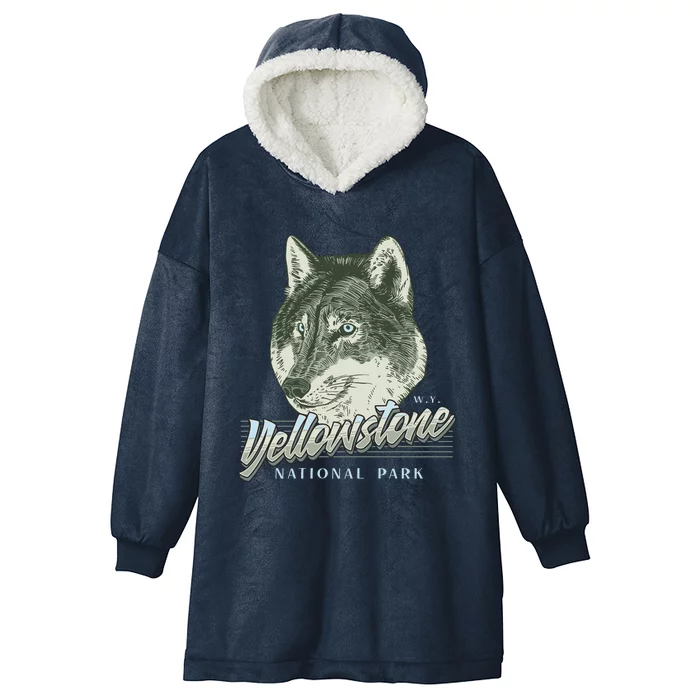 Yellowstone National Park Wolf Logo Hooded Wearable Blanket