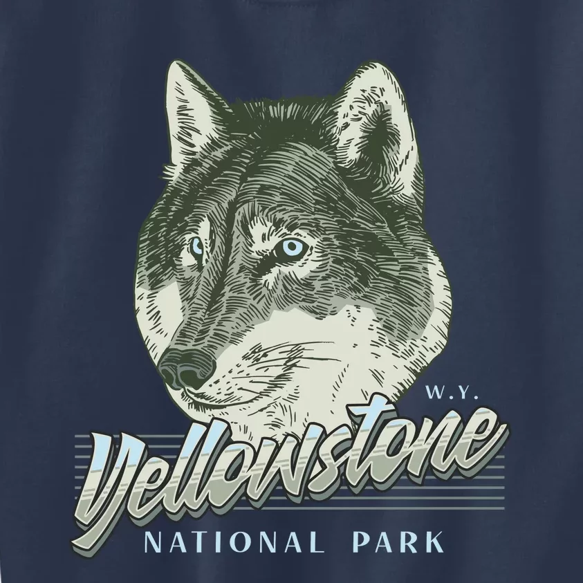 Yellowstone National Park Wolf Logo Kids Sweatshirt