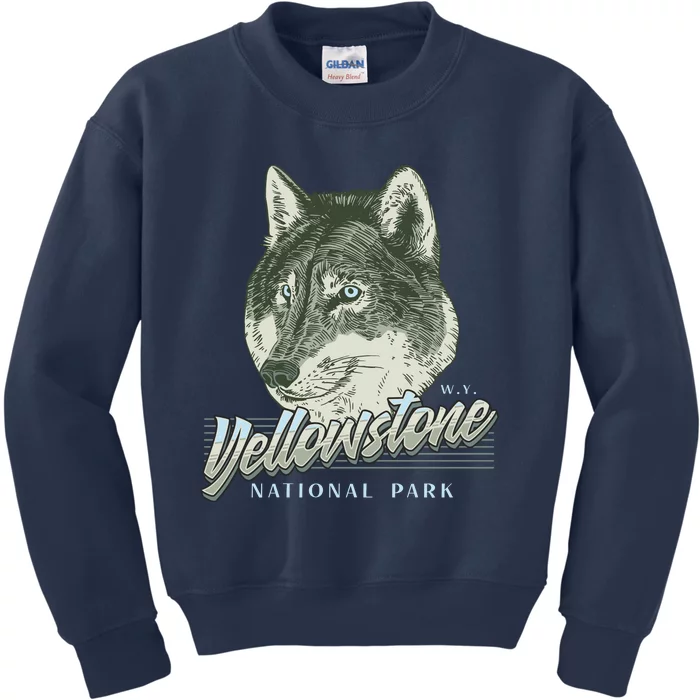 Yellowstone National Park Wolf Logo Kids Sweatshirt