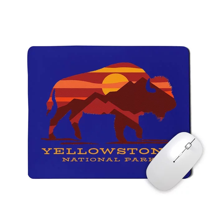 Yellowstone National Park Wyoming Buffalo Bison Sunset Mousepad