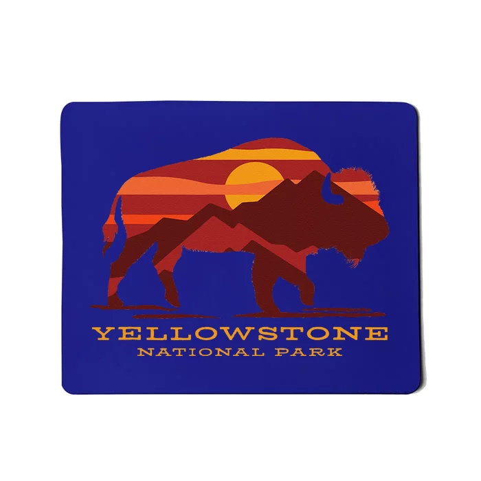 Yellowstone National Park Wyoming Buffalo Bison Sunset Mousepad