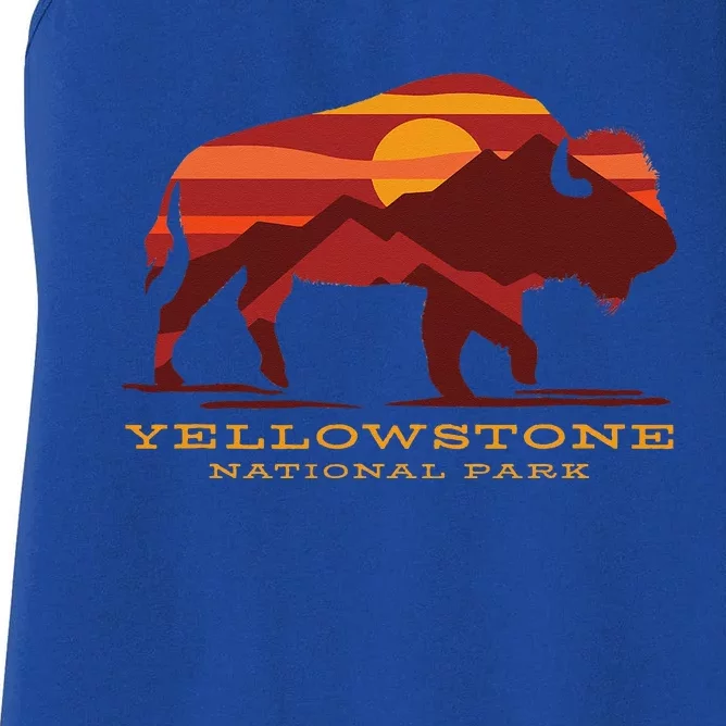 Yellowstone National Park Wyoming Buffalo Bison Sunset Women's Racerback Tank