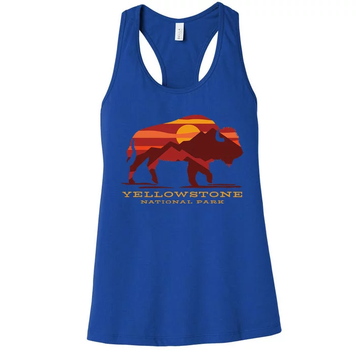 Yellowstone National Park Wyoming Buffalo Bison Sunset Women's Racerback Tank