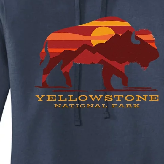 Yellowstone National Park Wyoming Buffalo Bison Sunset Women's Pullover Hoodie