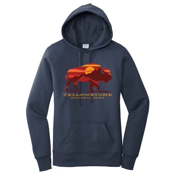 Yellowstone National Park Wyoming Buffalo Bison Sunset Women's Pullover Hoodie