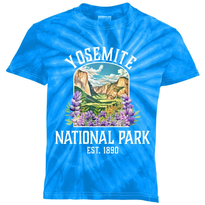 Yosemite National Park Lupine Vintage Gift Kids Tie-Dye T-Shirt