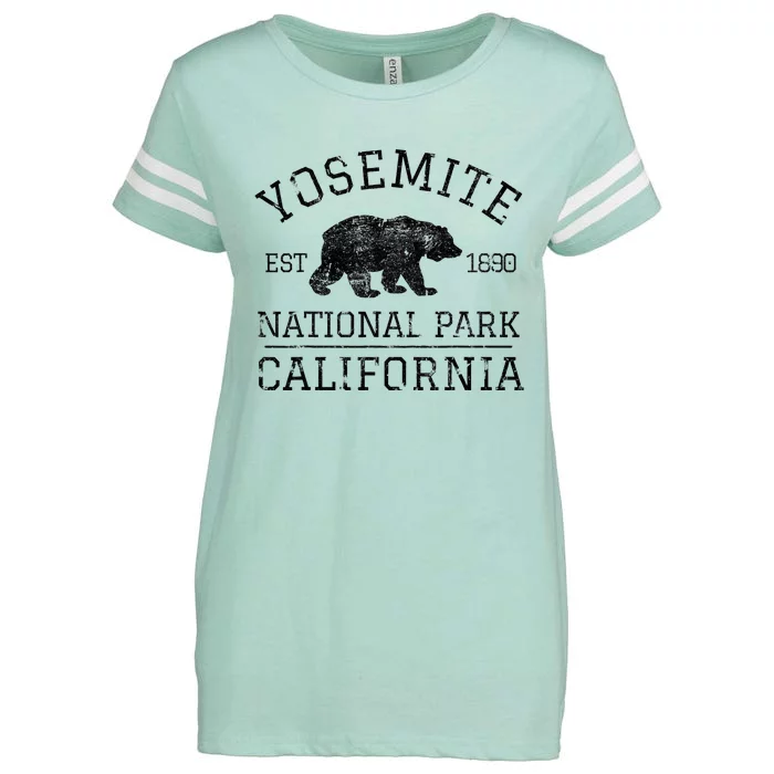 Yosemite National Park California Bear Nature Hiking Enza Ladies Jersey Football T-Shirt