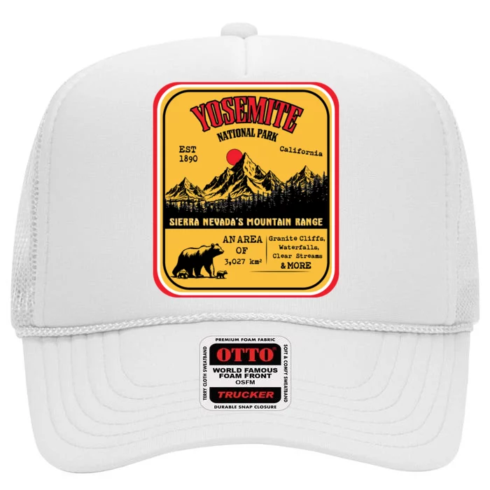 Yosemite National Park California High Crown Mesh Trucker Hat