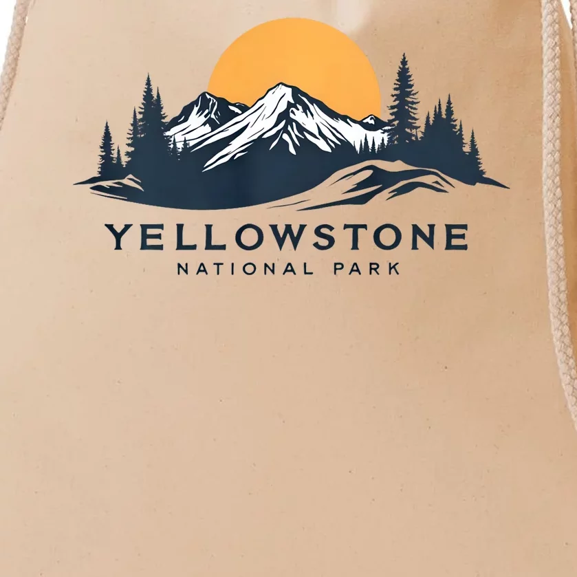 Yellowstone National Park Mountain Sunset Landscape Drawstring Bag