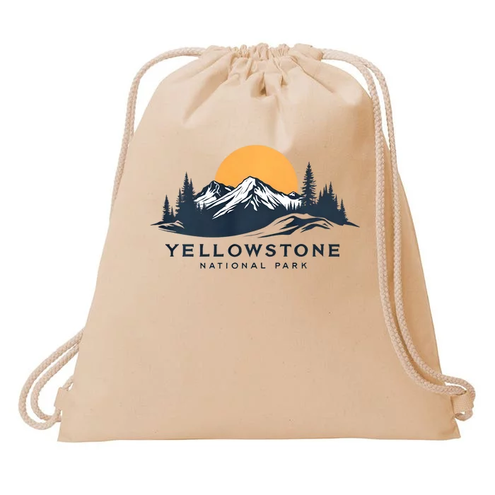 Yellowstone National Park Mountain Sunset Landscape Drawstring Bag