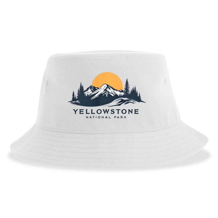 Yellowstone National Park Mountain Sunset Landscape Sustainable Bucket Hat