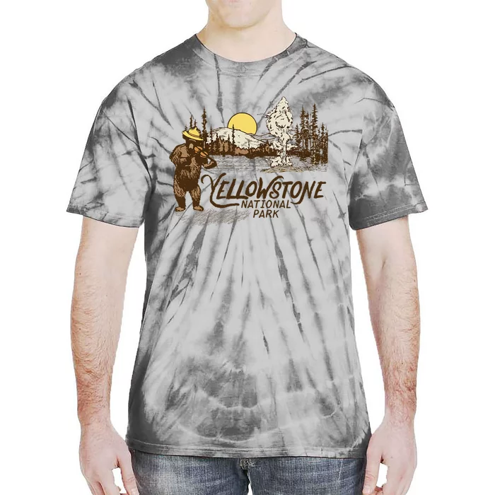 Yellowstone National Park Bear & Fiddle Old Faithful Tie-Dye T-Shirt