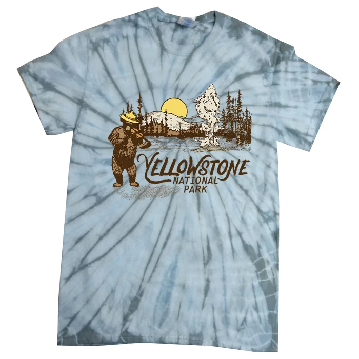 Yellowstone National Park Bear & Fiddle Old Faithful Tie-Dye T-Shirt