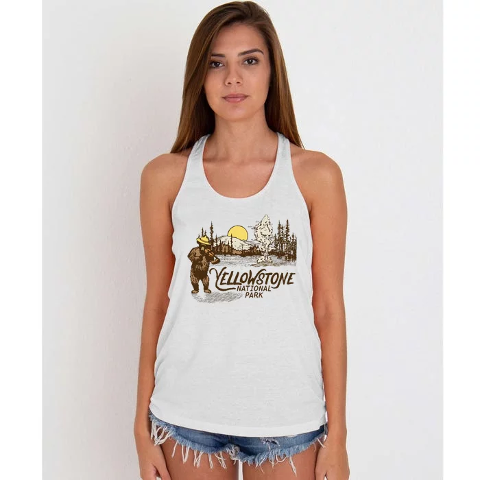 Yellowstone National Park Bear & Fiddle Old Faithful Women's Knotted Racerback Tank