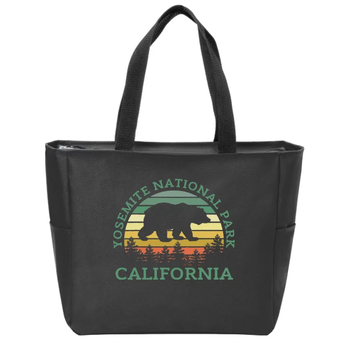 Yosemite National Park California Bear Nature Outdoors Retro Zip Tote Bag