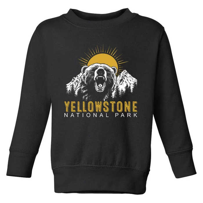 Yellowstone National Park Vintage Wild Bear Sunset Toddler Sweatshirt